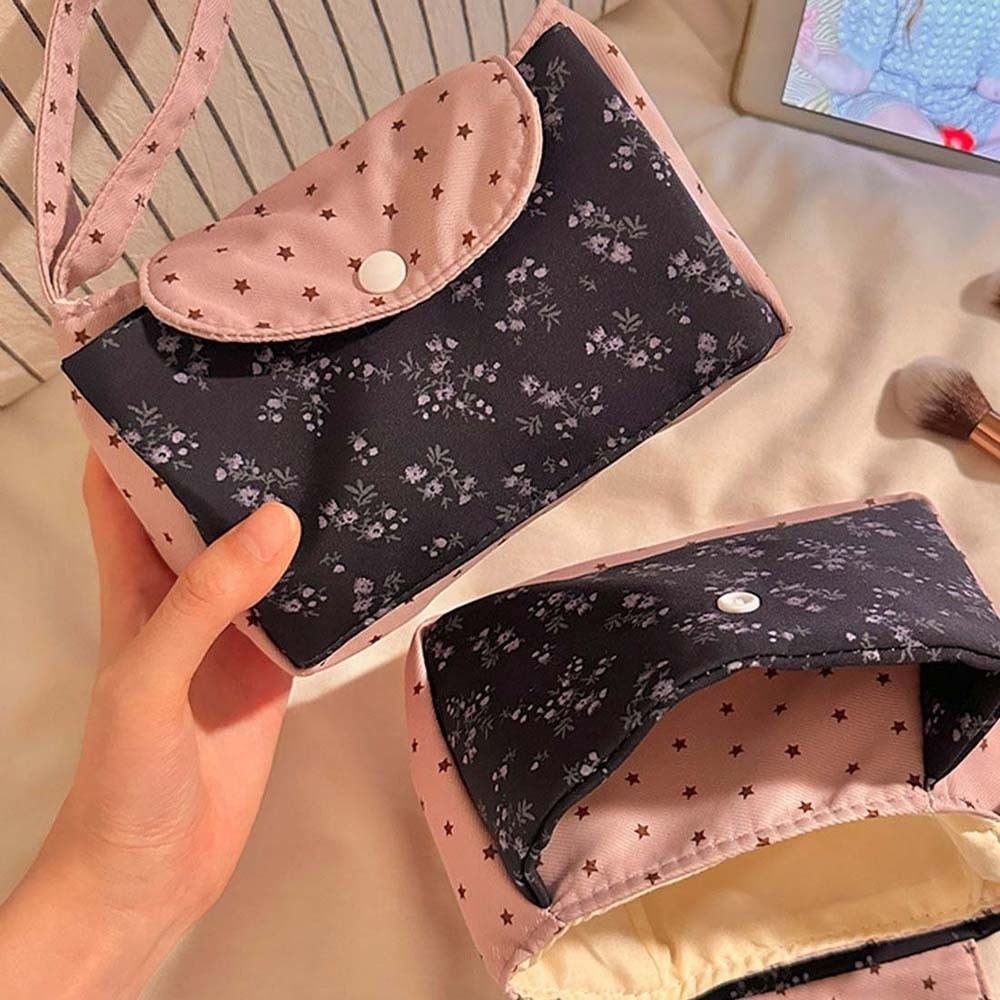 Purple Print Floral Makeup Bag - огляд і ціна Lifestyle Of Korean